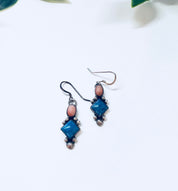 Vintage Silver Earrings, Sterling Silver, Vintage Jewelry, Blue, Pink, Pierced Ears, Dangle Earrings, Drop Earrings, Statement Jewelry