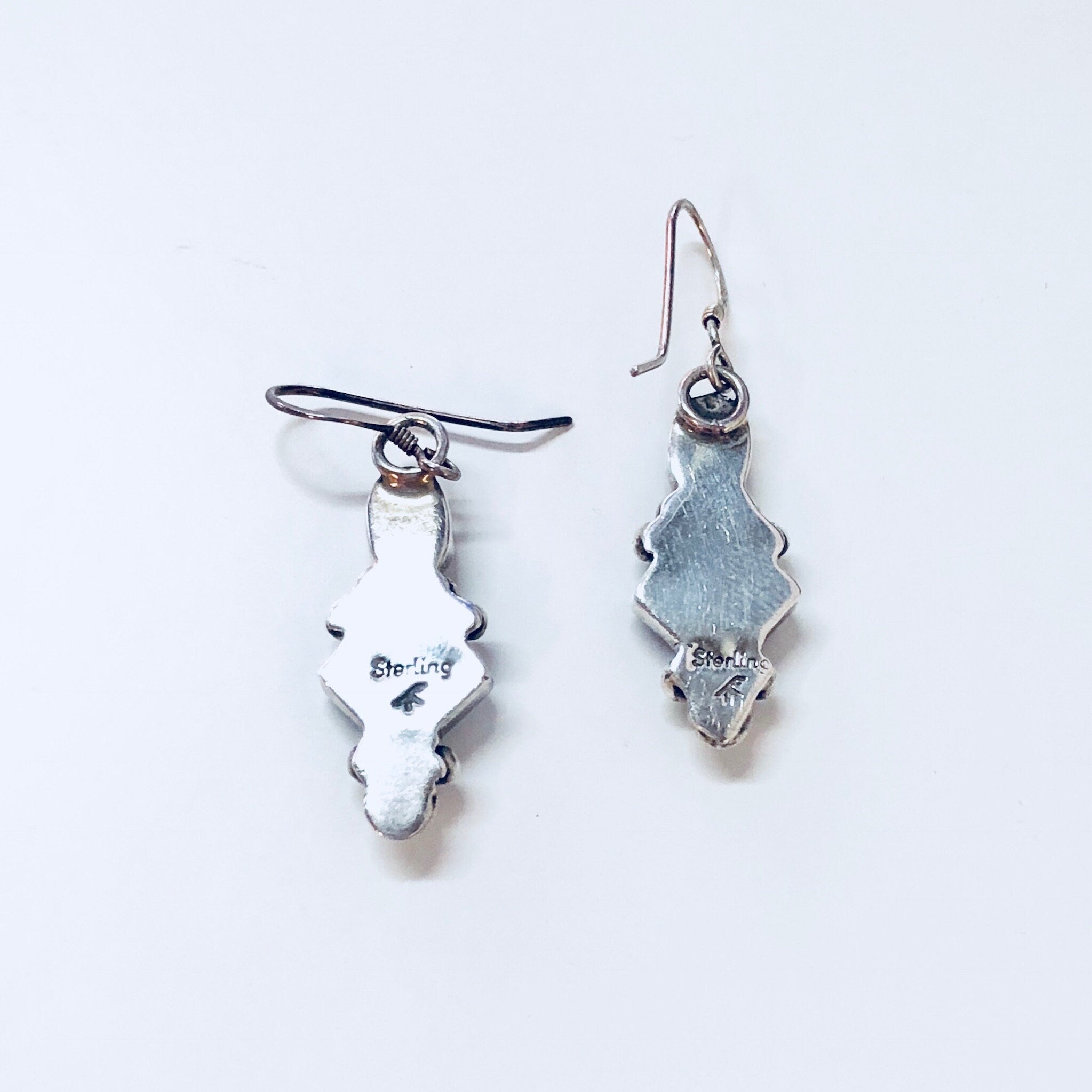 Vintage Silver Earrings, Sterling Silver, Vintage Jewelry, Blue, Pink, Pierced Ears, Dangle Earrings, Drop Earrings, Statement Jewelry