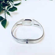 Vintage Silver Bracelet, Cuff Bracelet, Bangle, Sterling Silver, Black Onyx, Vintage Jewelry, Statement Jewelry, Hinged Bracelet, 925,