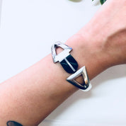 Vintage Silver Bracelet, Cuff Bracelet, Bangle, Sterling Silver, Black Onyx, Vintage Jewelry, Statement Jewelry, Hinged Bracelet, 925,