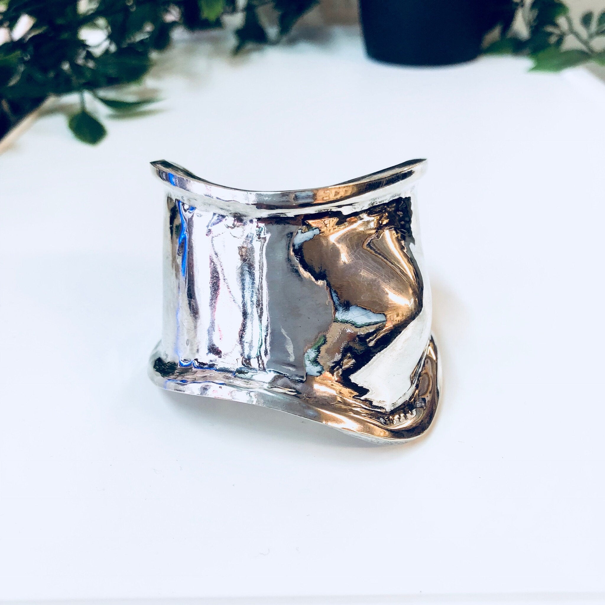 Vintage Silver Bracelet, Cuff Bracelet, Abstract Jewelry, Large Bracelet, Statement Jewelry, Vintage Jewelry, Sterling Silver, 925, Big