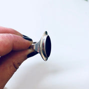 Vintage Silver Ring, Sterling Silver, Vintage Jewelry, Black Onyx, Silver and Black, Long Ring, Statement Jewelry, Anniversary Gift, 925
