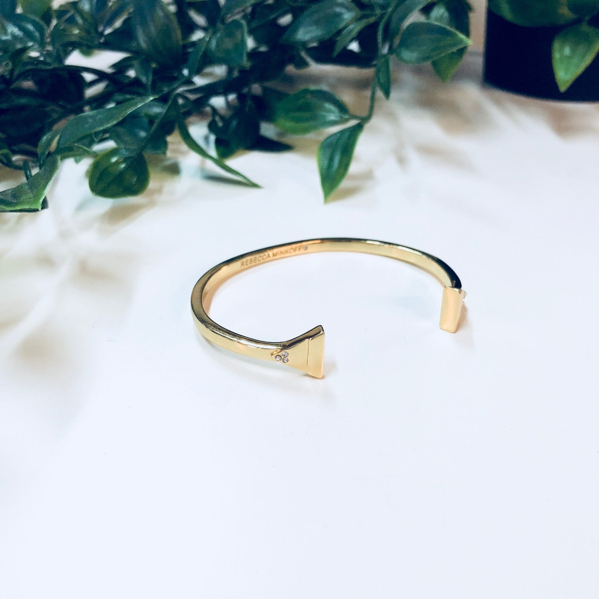 Rebecca Minkoff Bracelet, Cuff Bracelet, Rebecca Minkoff Jewlery, Designer Jewelry, Gold Toned Jewelry, Triangle Shape