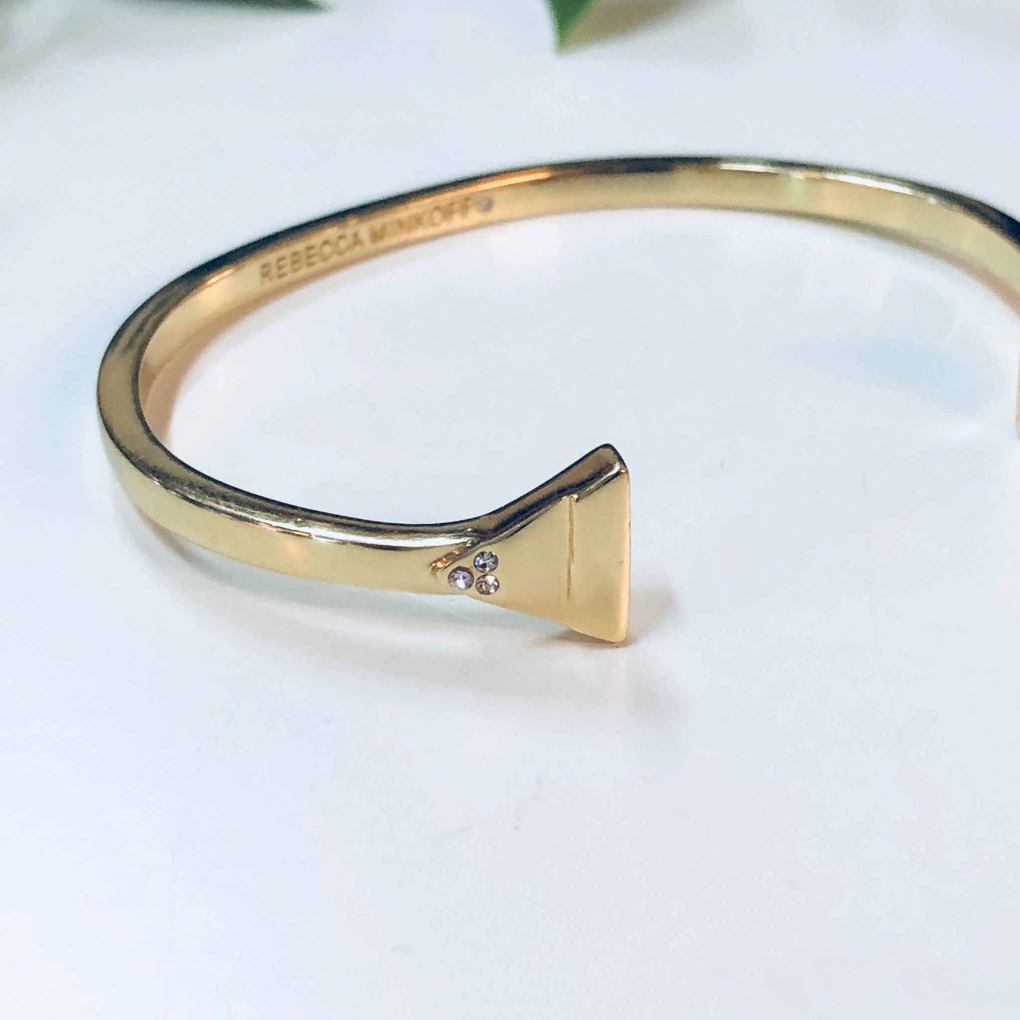 Rebecca Minkoff Bracelet, Cuff Bracelet, Rebecca Minkoff Jewlery, Designer Jewelry, Gold Toned Jewelry, Triangle Shape