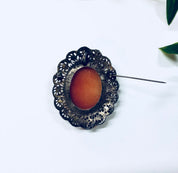 Vintage Beaded Cameo Brooch and Pendant
