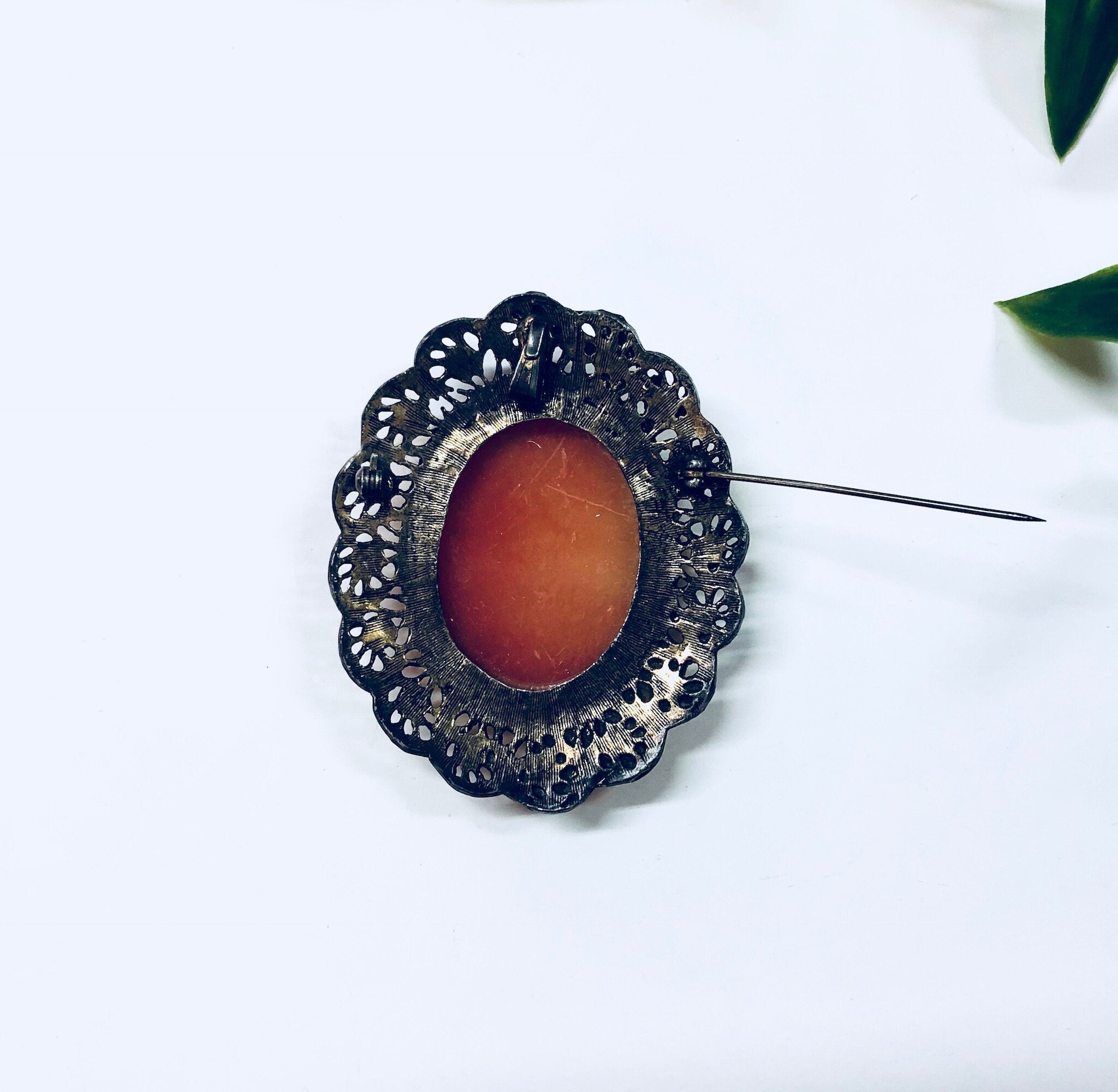 Vintage Beaded Cameo Brooch and Pendant