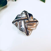 Vintage Silver Brooch, Sterling Silver, Vintage Jewelry, Necklace, Pendant, Pin, Gold Accent, 925, Brooch, Square, Ribbon, Anniversary Gift