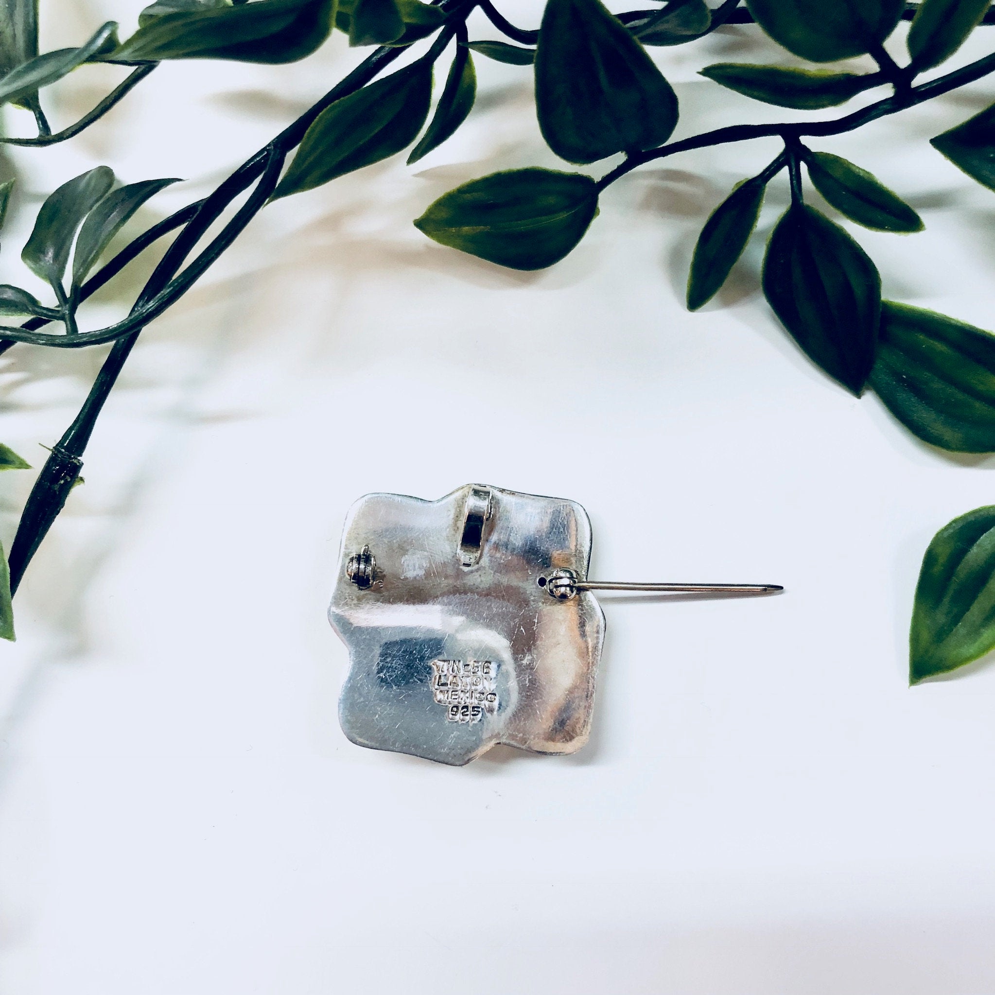 Vintage Silver Brooch, Sterling Silver, Vintage Jewelry, Necklace, Pendant, Pin, Gold Accent, 925, Brooch, Square, Ribbon, Anniversary Gift