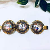 Vintage Bracelet, Vendome Bracelet, Gold Toned Jewelry, Designer Jewelry, Costume Jewelry, Link Bracelet, Circle Bracelet, Blue, Pink, Green
