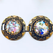 Vintage Bracelet, Vendome Bracelet, Gold Toned Jewelry, Designer Jewelry, Costume Jewelry, Link Bracelet, Circle Bracelet, Blue, Pink, Green