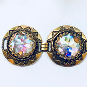Vintage Bracelet, Vendome Bracelet, Gold Toned Jewelry, Designer Jewelry, Costume Jewelry, Link Bracelet, Circle Bracelet, Blue, Pink, Green