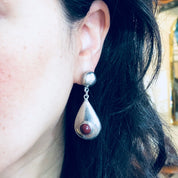 Vintage Silver Earrings, Sterling Silver, Vintage Jewelry, Carnelian Earrings, Red Stone, Dangle Earrings, Drop Earrings, Teardrop Earrings
