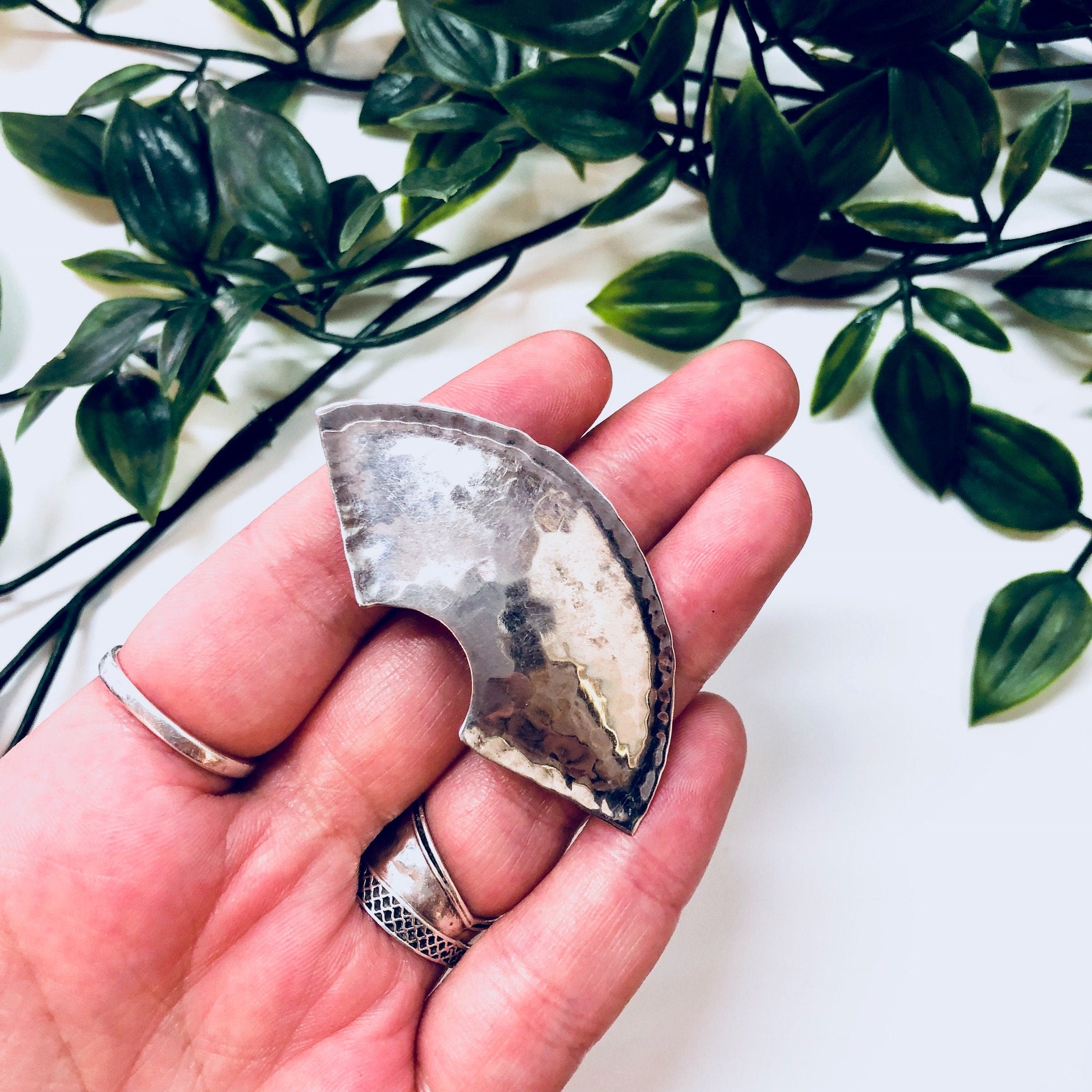 Vintage Silver Earrings, Sterling Silver, Vintage Jewelry, Modernist, Minimalist, Statement Jewelry, Pierced Ears, Silver Tone, Hammered