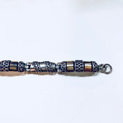 Vintage Silver Bracelet, Link Bracelet, Sterling Silver, Vintage Jewelry, Gold Jewelry, 925, Anniversary Gift, Silver and Gold, Inlay