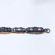 Vintage Silver Bracelet, Link Bracelet, Sterling Silver, Vintage Jewelry, Gold Jewelry, 925, Anniversary Gift, Silver and Gold, Inlay