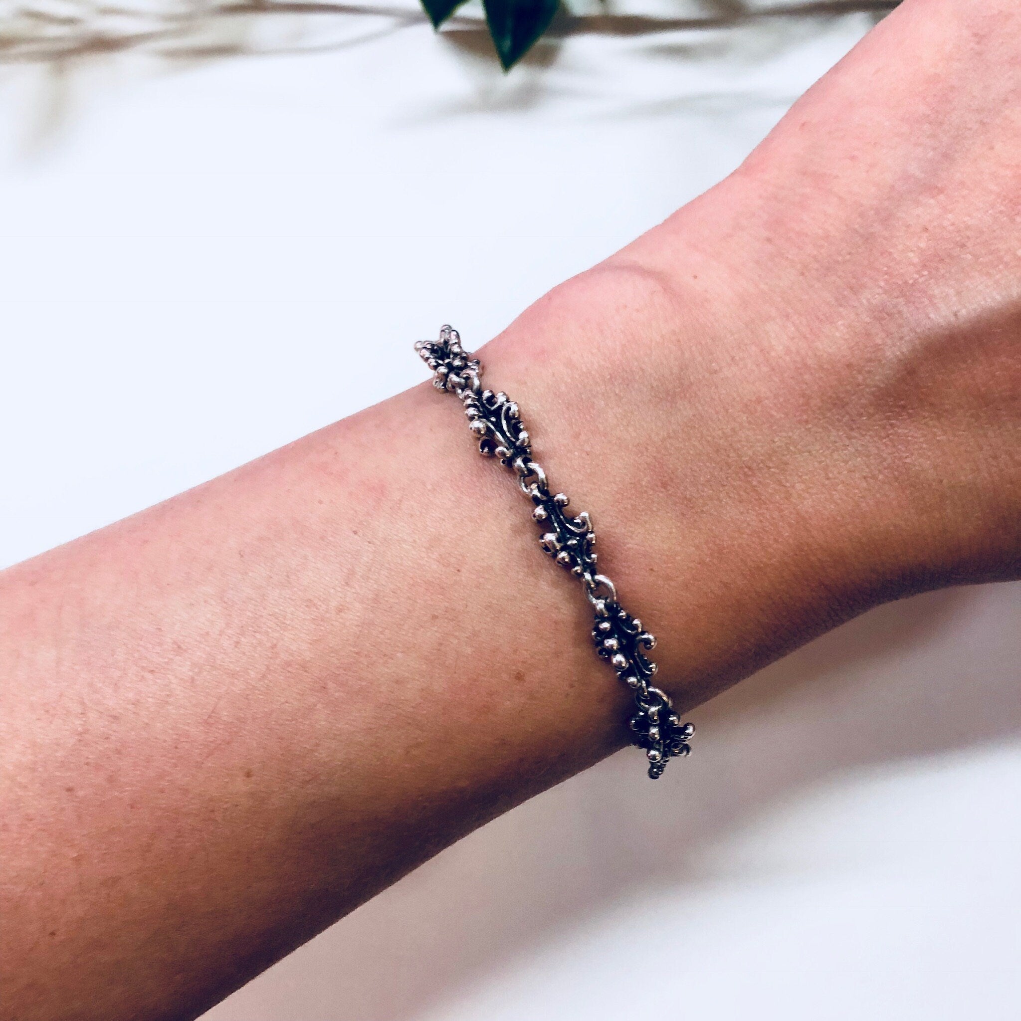 Vintage Bracelet, Silver Bracelet, Vintage Jewelry, Sterling Silver, Ornate, Boho, Bohemian, Toggle, NV 925, Indonesia, Anniversary Gift