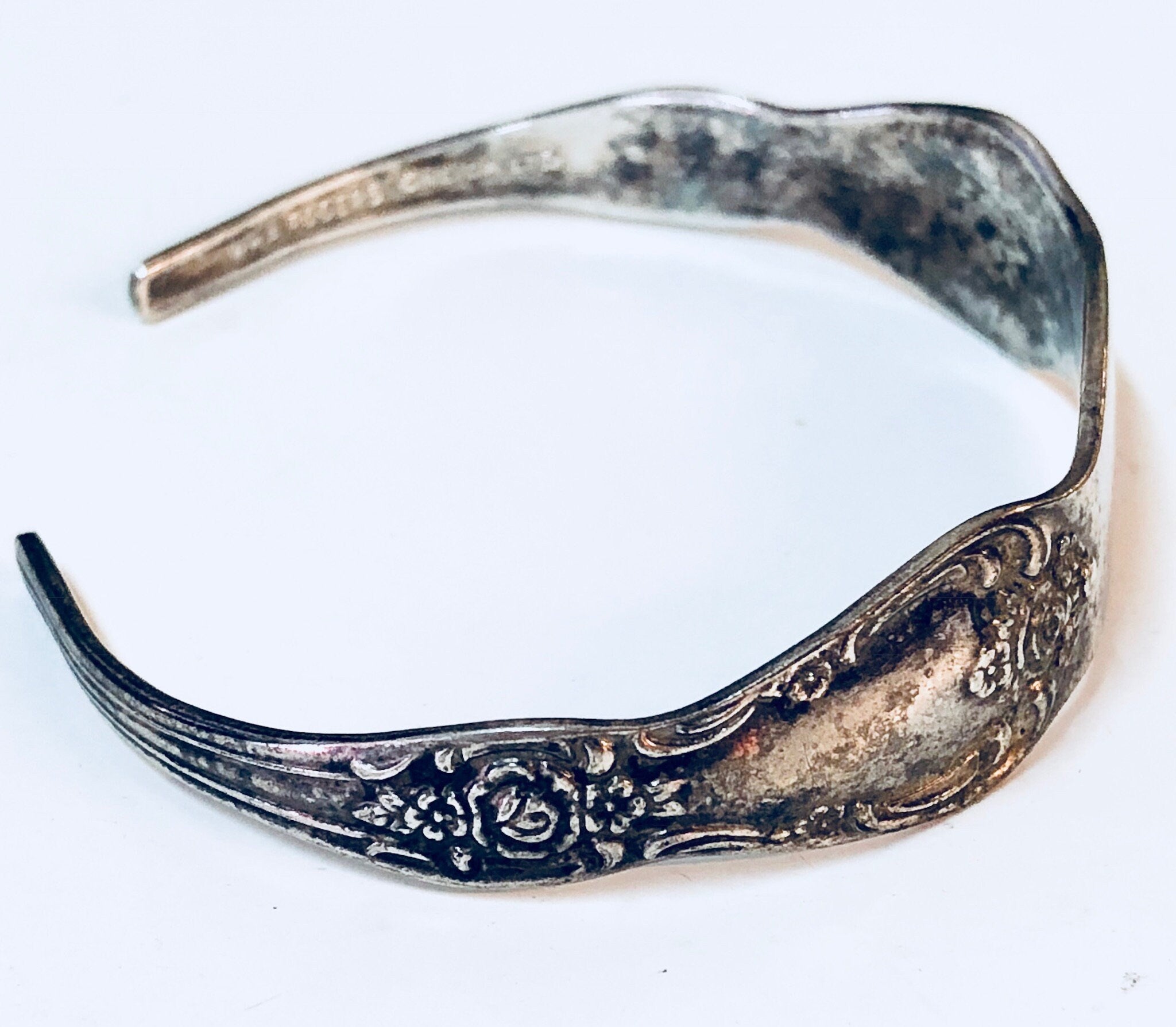 Vintage Bracelet, Cuff Bracelet, Spoon Bracelet, Unique Jewelry, Cutlery, Silver Toned, Vintage Jewelry, Spoon Jewelry, Rose Bracelet,
