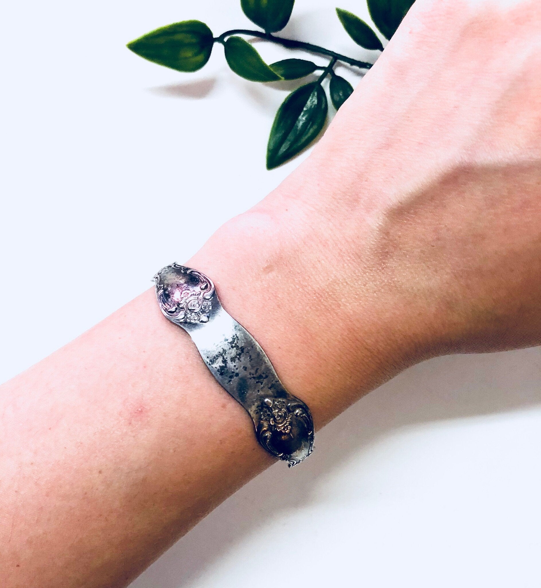 Vintage Bracelet, Cuff Bracelet, Spoon Bracelet, Unique Jewelry, Cutlery, Silver Toned, Vintage Jewelry, Spoon Jewelry, Rose Bracelet,