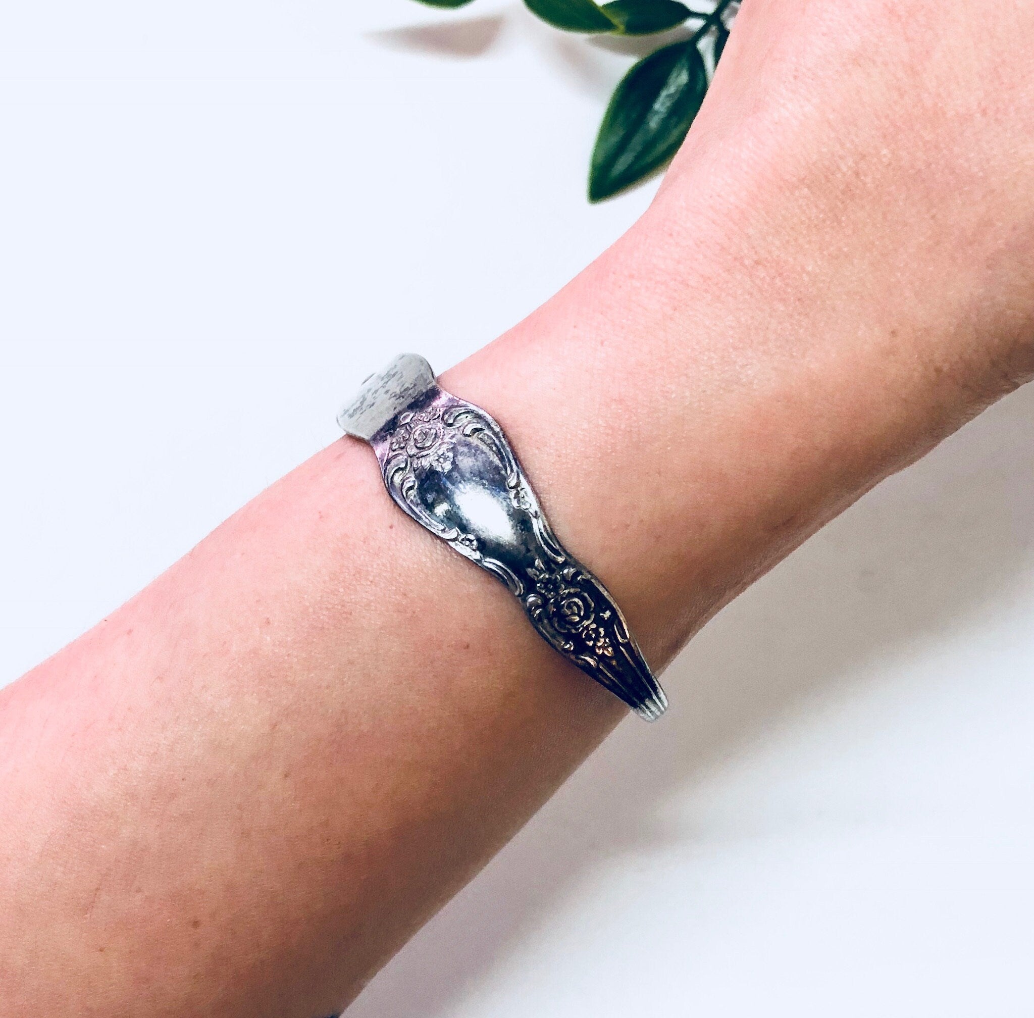 Vintage Bracelet, Cuff Bracelet, Spoon Bracelet, Unique Jewelry, Cutlery, Silver Toned, Vintage Jewelry, Spoon Jewelry, Rose Bracelet,