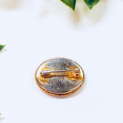 Millefiori Brooch, Small Brooch, Vintage Jewelry, Mosaic Jewelry, Vintage Pin, Small Brooch, Oval Shape, Yellow, Gold Toned, Blue, Green,