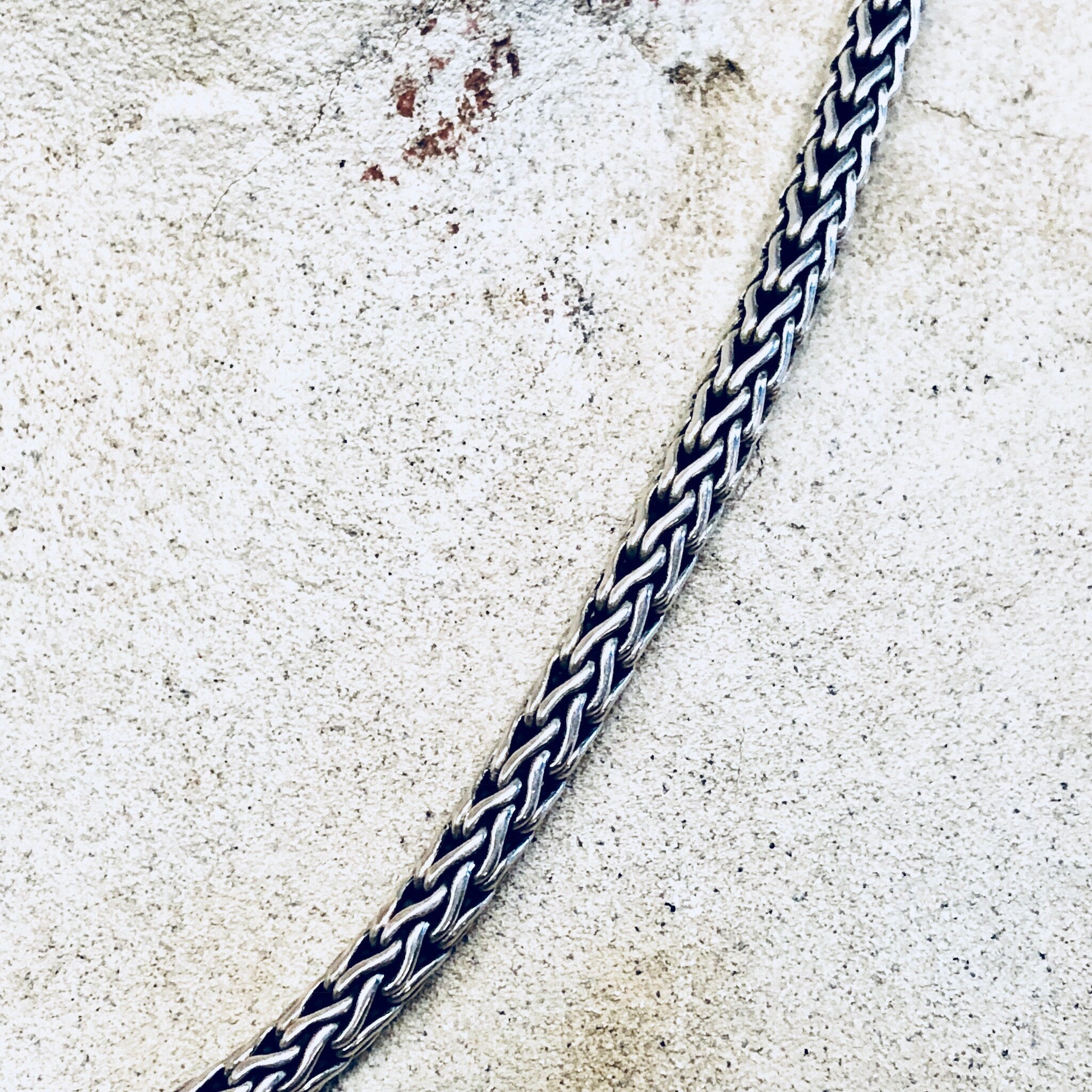 Vintage Silver Chain, Rope Chain, Sterling Silver, Vintage Jewelry, Hook Clasp, Thick Chain, Tribal Jewelry, Tribal Style, Necklace