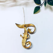 Vintage Brooch, BSK Brooch, Gold Toned Brooch, Monogram, F, Frank, Fran, First Name, Last Name, F Name, Vintage Jewelry, Vintage Pin, Gold