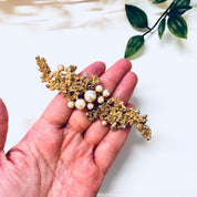 Vintage Brooch, Gold Toned Brooch, Faux Pearls, Costume Jewelry, Gold Toned Jewelry, Vintage Pin, Large Brooch, Long Pin, Statement Jewelry