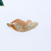 Vintage Pendant, Fish Pendant, Stone Jewelry, Fish Jewelry, Aquatic, Ocean, Orange, Green, Jade, Multicolor Jade, Orange, Necklace, Fish
