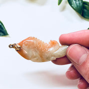 Vintage Pendant, Fish Pendant, Stone Jewelry, Fish Jewelry, Aquatic, Ocean, Orange, Green, Jade, Multicolor Jade, Orange, Necklace, Fish