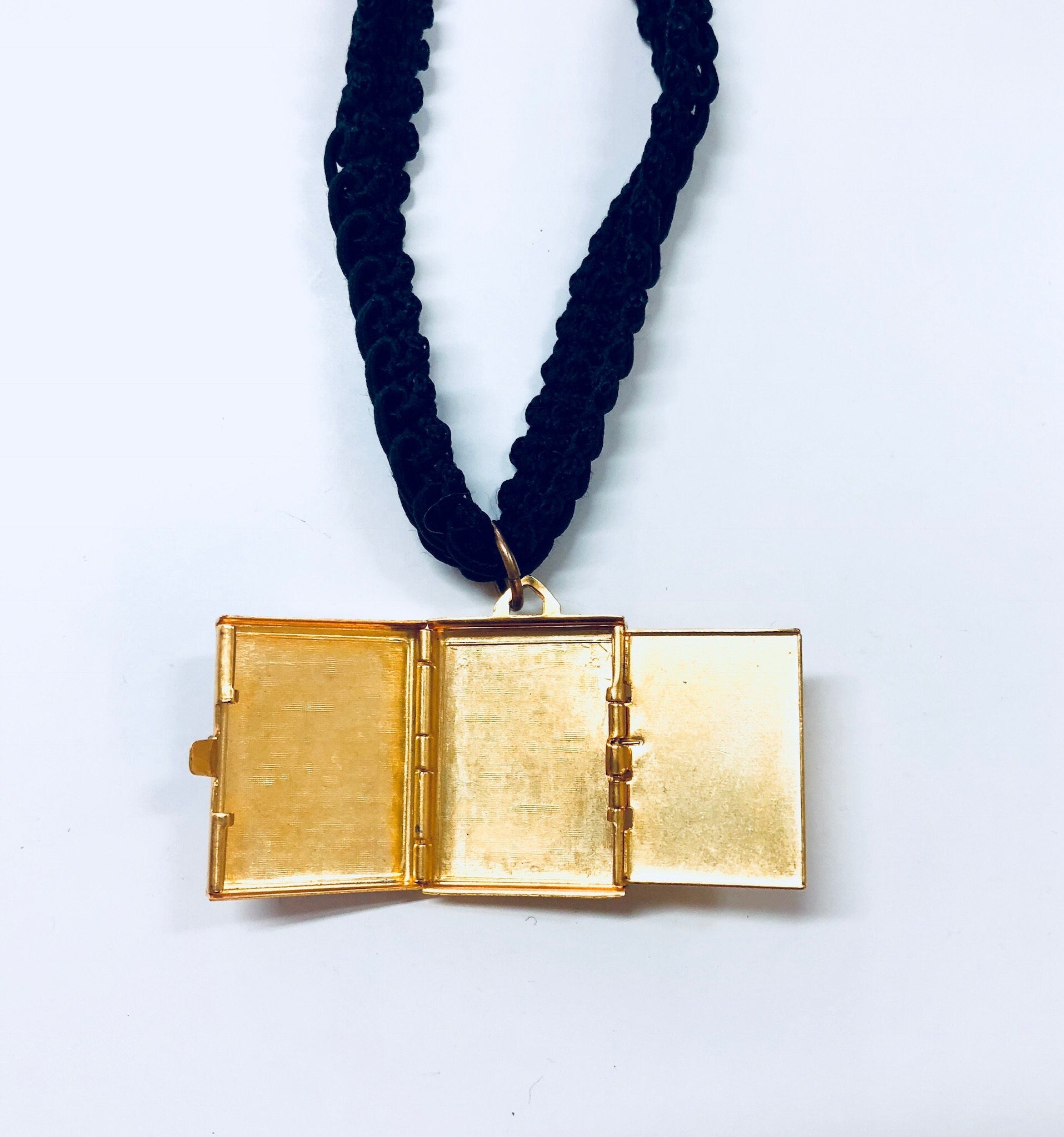 Vintage Choker, Braided Choker, Choker Locket, Trifold Locket, Art Necklace, Laura Graham Jewelry, Unique Jewelry, Vintage Jewelry,