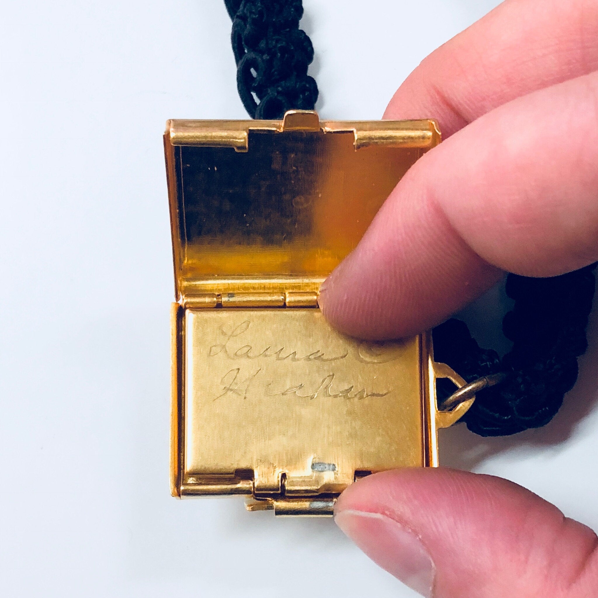 Vintage Choker, Braided Choker, Choker Locket, Trifold Locket, Art Necklace, Laura Graham Jewelry, Unique Jewelry, Vintage Jewelry,