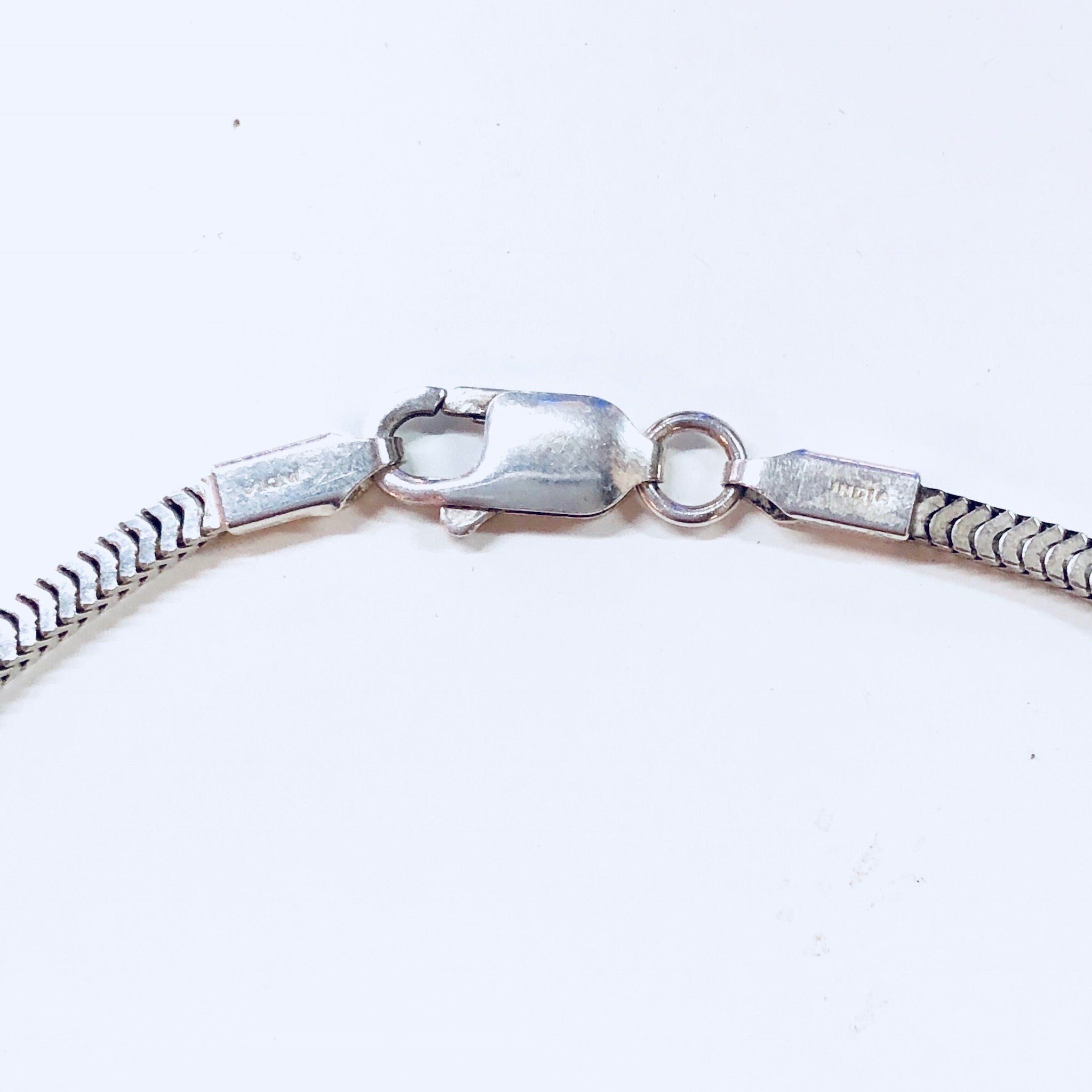 Vintage Silver Necklace, Box Chain, Sterling Silver, Vintage Jewelry, Thick Chain, Made in India, 925, Anniversary Gift,