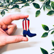 Vintage Pin, Cowboy Boot, Boot Pin, Shoe Pin, Brooch, Vintage Jewelry, American Flag, Patriotic Pin, Cowboy Boots, Red, White, Blue, Stars