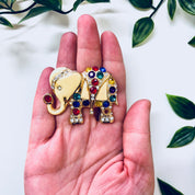 Vintage Brooch, Elephant Brooch, Rhinestone Pin, Vintage Jewelry, Gold Toned Brooch, Costume Jewelry, Animal Jewelry, Elephants, Gold, Blue