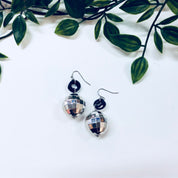 Vintage Earrings, Disco Ball Earrings, Dangle Earrings, Drop Earrings, Pierced Ears, Blue, Silver, Disco, Retro, Vintage Jewelry, Round