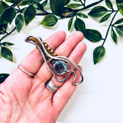 Vintage Silver Brooch, Sterling Silver, Blue Stone, Blue Brooch, Brass Brooch, Vintage Pin, Vintage Jewelry, Feather, Abstract Jewelry, Rare