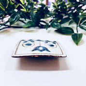 Danmark Brooch, Karin Aase Jewelry, Vintage Brooch, Painted Brooch, Flowers, Floral Design, Danmark Jewelry, Denmark, White, Blue, Square