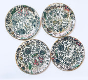 Alfred E Knobler Coasters, Set of 8 Coasters, Box Coasters, Floral Design, Bird Coasters, Paper Mache, Flowers, Vines, White, Green, Red,