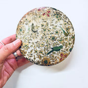 Alfred E Knobler Coasters, Set of 8 Coasters, Box Coasters, Floral Design, Bird Coasters, Paper Mache, Flowers, Vines, White, Green, Red,
