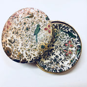 Alfred E Knobler Coasters, Set of 8 Coasters, Box Coasters, Floral Design, Bird Coasters, Paper Mache, Flowers, Vines, White, Green, Red,