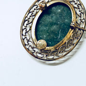Vintage Brooch, Gold Brooch, Vintage Jewelry, Gold Filled Brooch, Vintage Pin, Green Stone, Green and White, 12K Gold, Green Jewelry, Gold