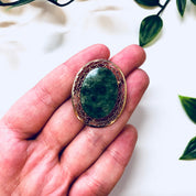 Vintage Brooch, Gold Brooch, Vintage Jewelry, Gold Filled Brooch, Vintage Pin, Green Stone, Green and White, 12K Gold, Green Jewelry, Gold