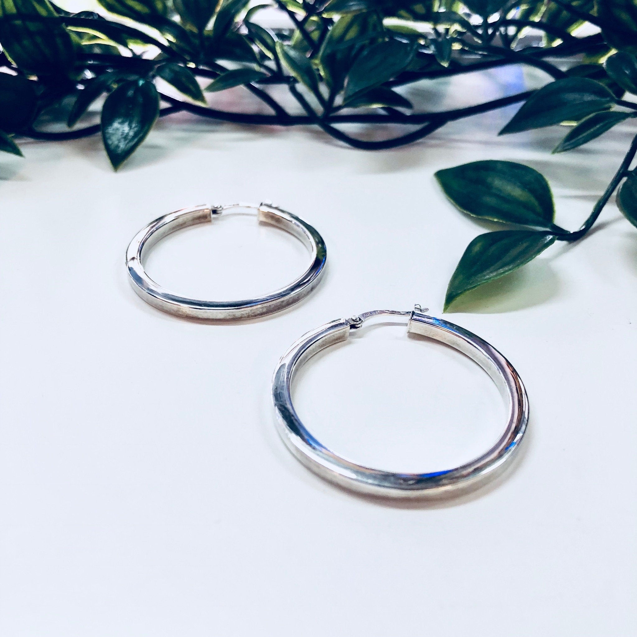 Vintage Silver Earrings, Sterling Silver, Vintage Jewelry, Hoop Earrings, 925, Small Hoops, 90s Fashion, Pierced Ears, Simple Jewelry,