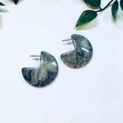 Vintage Earrings, Plastic Earrings, Retro Jewlery, Statement Jewelry, Cookies and Cream, White, Cream Black, Speckles, Vintage Jewelry