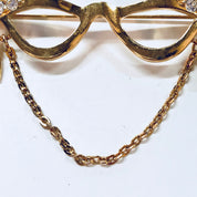 Vintage Brooch, Gold Toned Brooch, Cat Eye Glasses, Costume Jewelry, Vintage Jewelry, Vintage Pin, Rhinestones, Tassel Brooch, Avon Jewelry