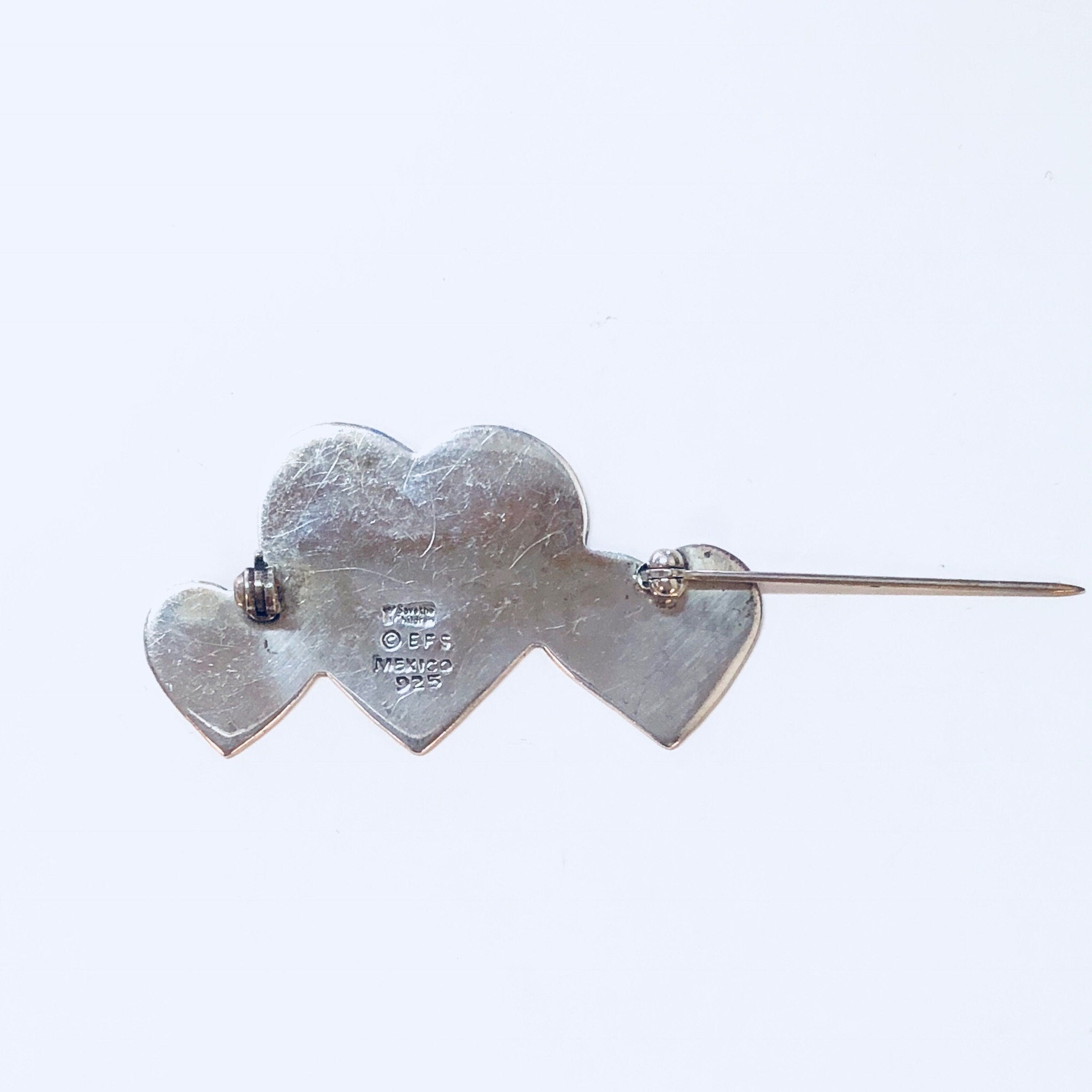 Vintage Silver Heart Brooch, Save The Children Heart Brooch, EFS Mexico Pin