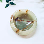 Vintage Ashtray, Stoneware, Green, Orange, Natural Stones, Vintage Home Decor, Catch All Dish, Ring Dish, Marble, Swirl, Agate, Light Green