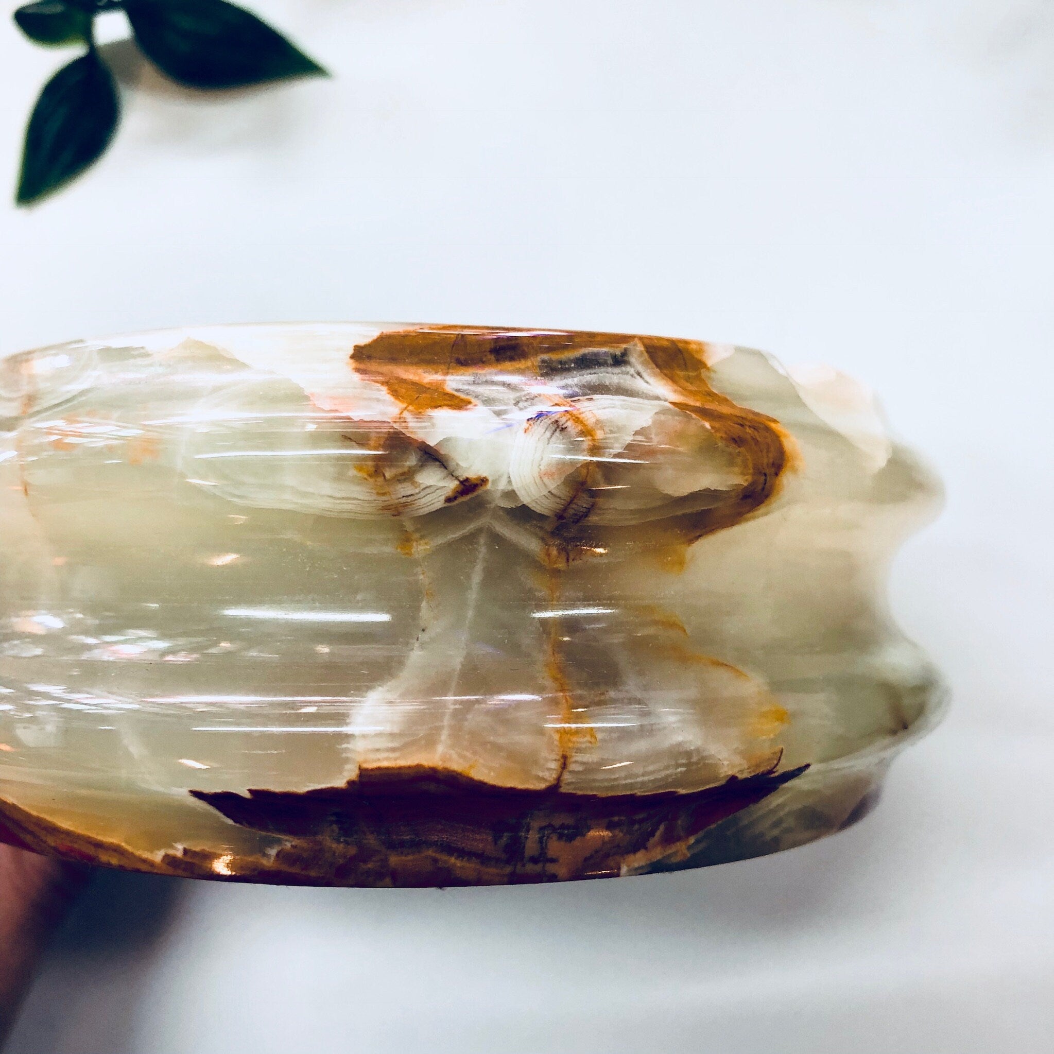 Vintage Ashtray, Stoneware, Green, Orange, Natural Stones, Vintage Home Decor, Catch All Dish, Ring Dish, Marble, Swirl, Agate, Light Green