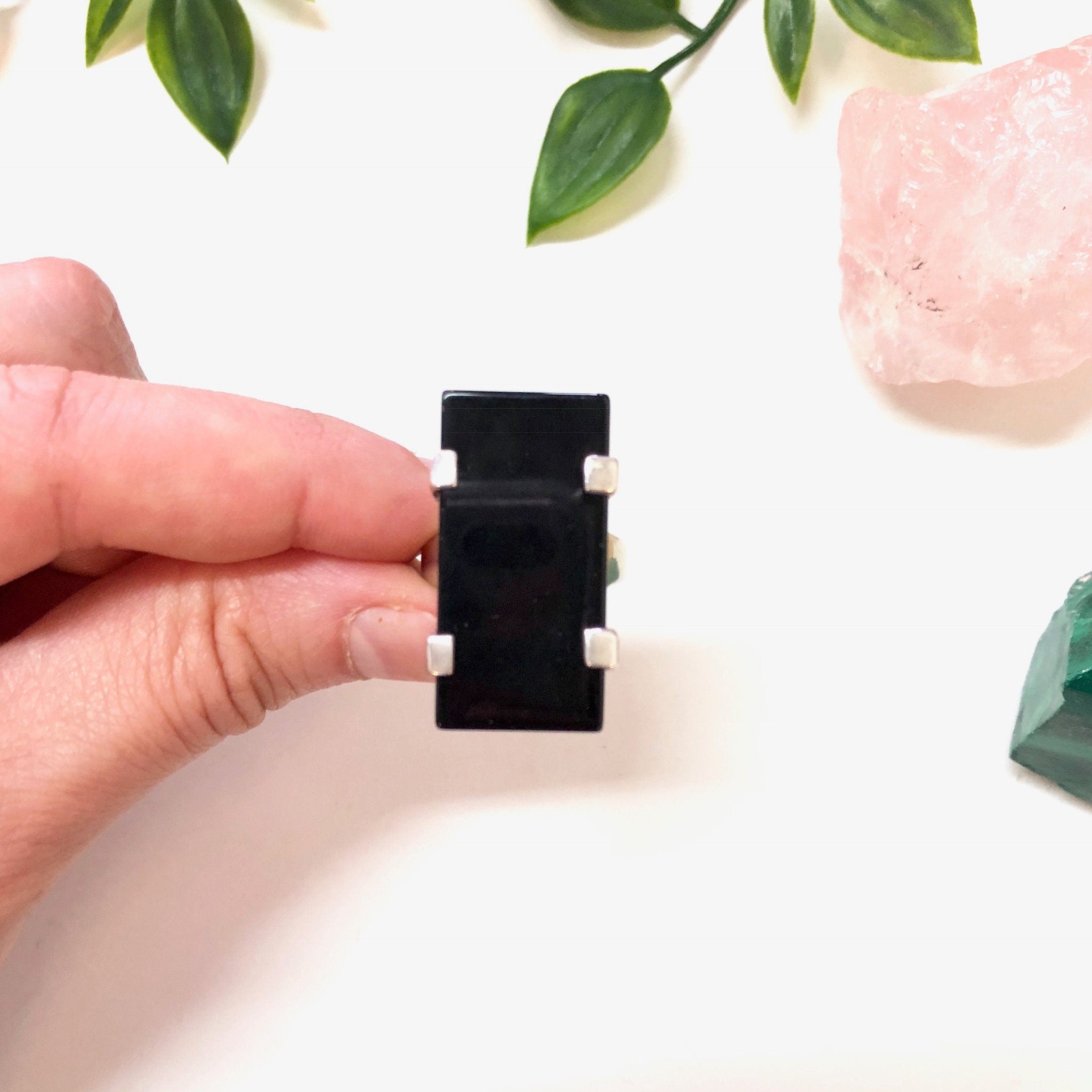 Vintage Sterling Silver Ring with Black Onyx Stone, Minimalist Jewelry, Vintage Jewelry
