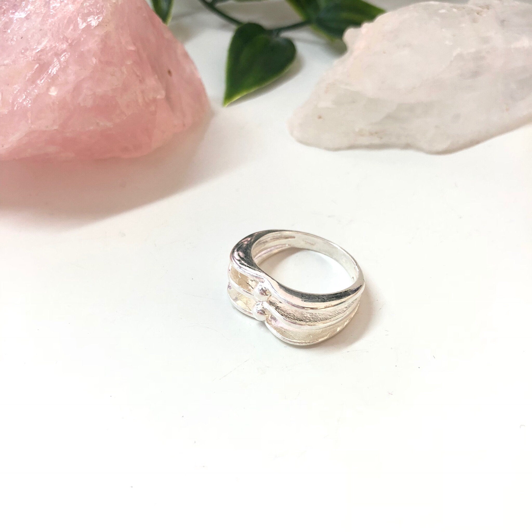 Vintage Silver Ring with Abstract Design